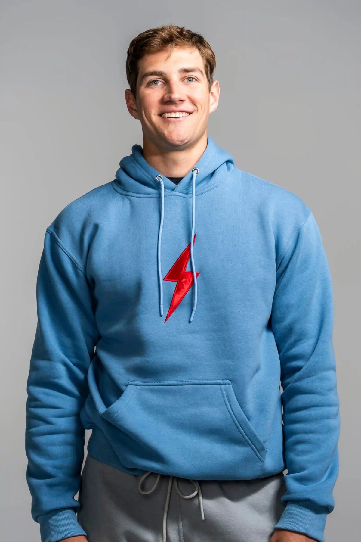 BOLT Hoodie - Baby Blue/Red Bolt Main image