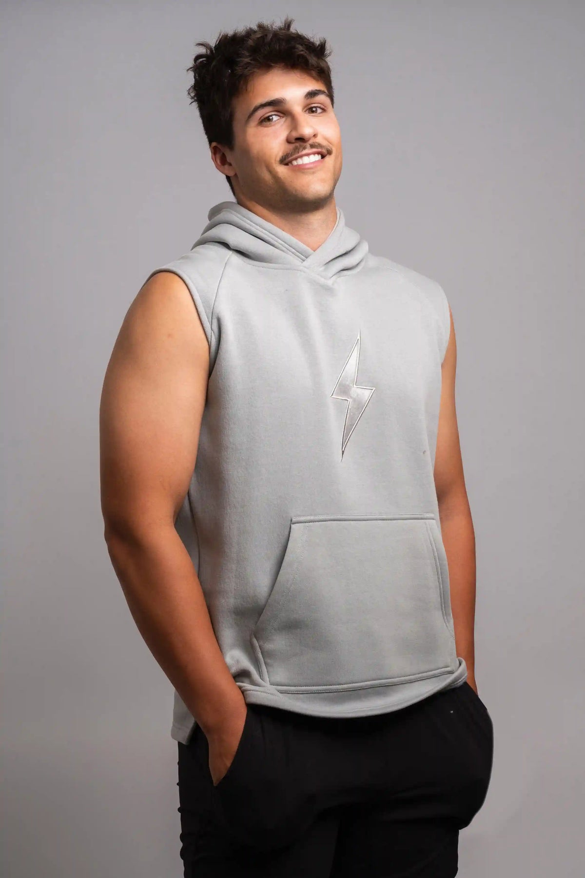 BOLT Sleeveless Hoodie - Grey/Grey Bolt Main image