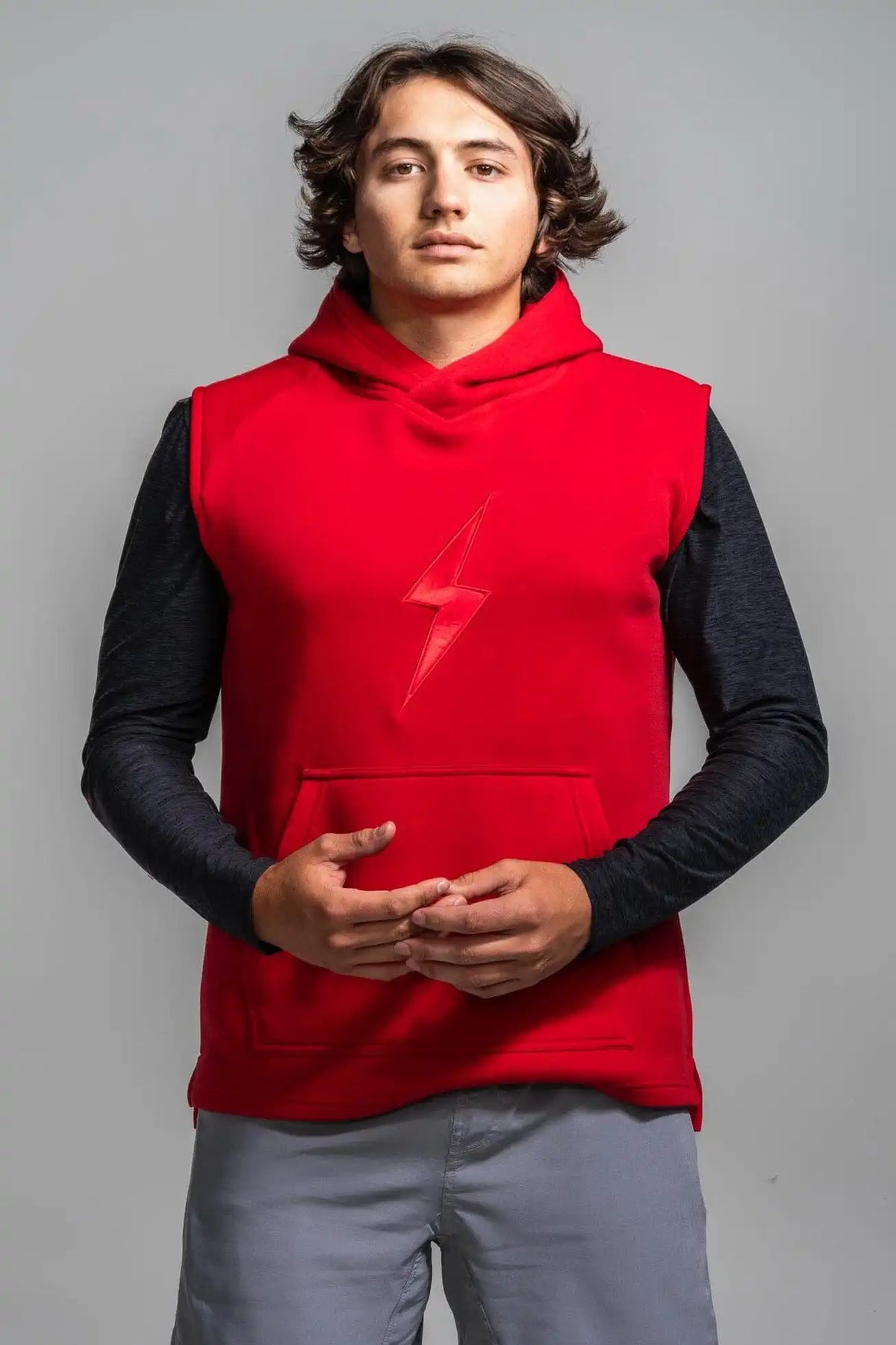 BOLT Sleeveless Hoodie - Red/Red Bolt Main image