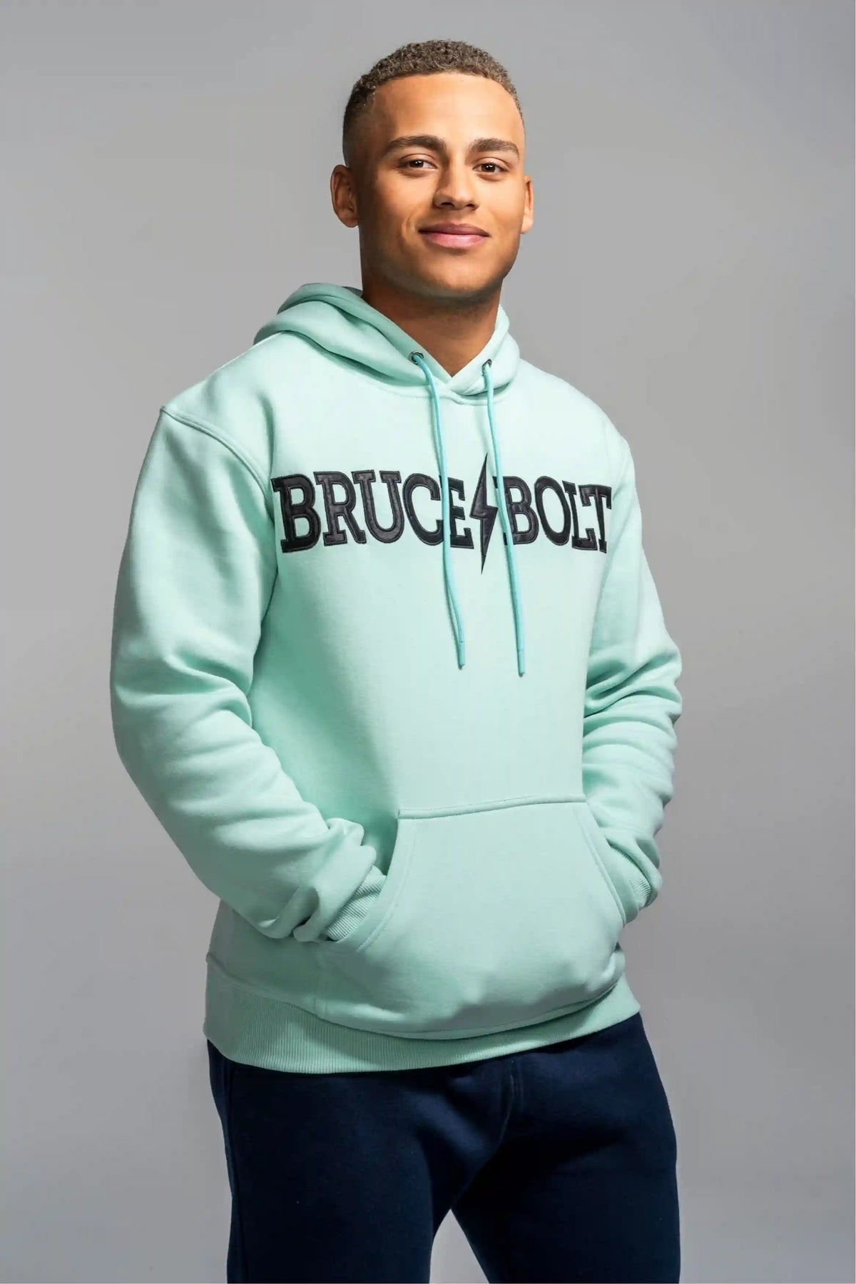 "BRUCE BOLT" Hoodie - Mint Green/Black Main image