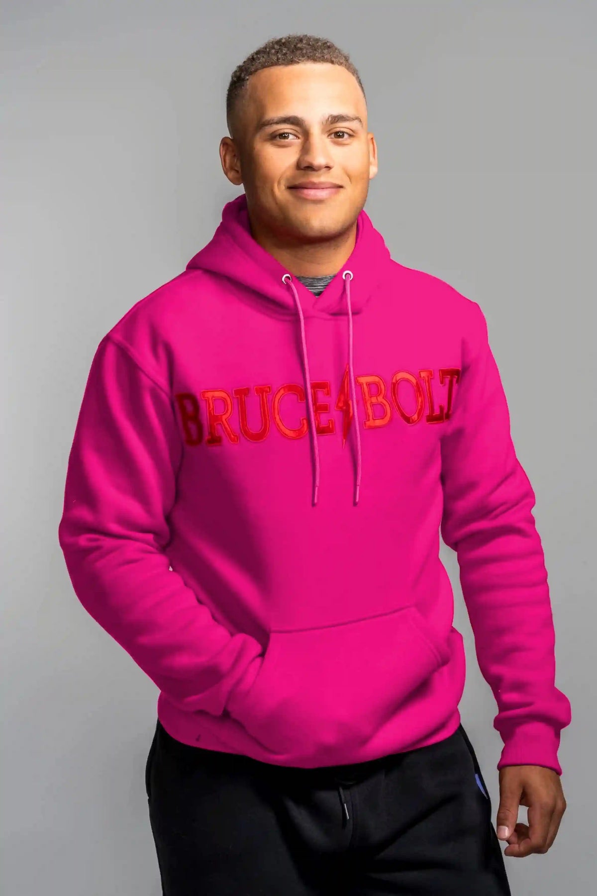 "BRUCE BOLT" Hoodie - Pink/Red Main image