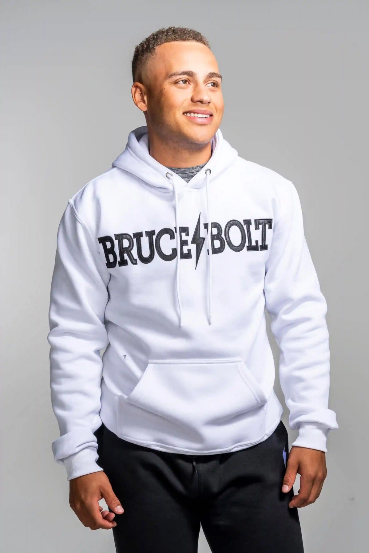 "BRUCE BOLT" Hoodie - White/Black Main image
