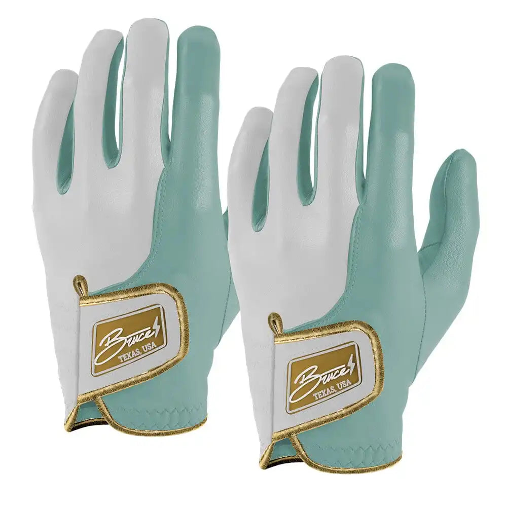 King of JUCO Creator Series Golf Gloves (On Left, 2-Pack) - Mint/Gold Main image