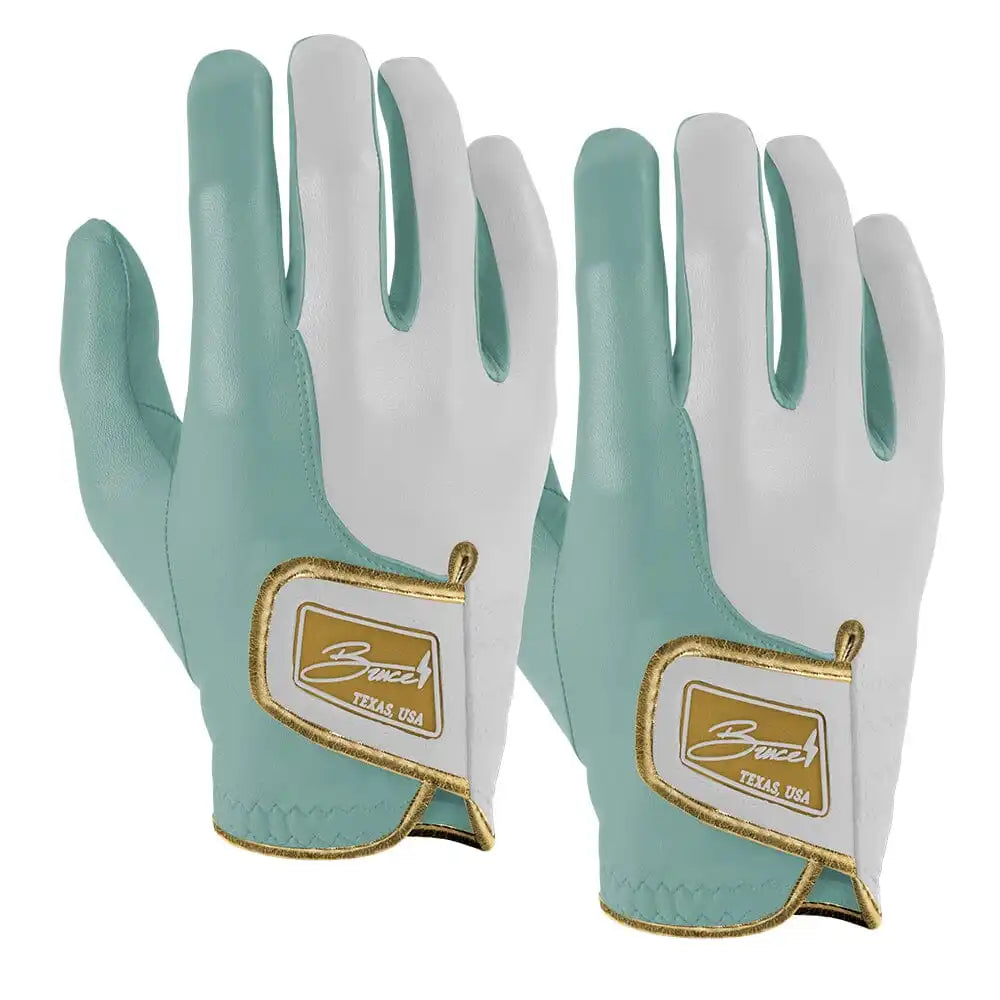 King of JUCO Creator Series Golf Gloves (On Right, 2-Pack) - Mint/Gold Main image
