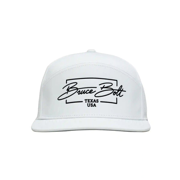 "BRUCE BOLT" Golf Performance Snapback Hat - White