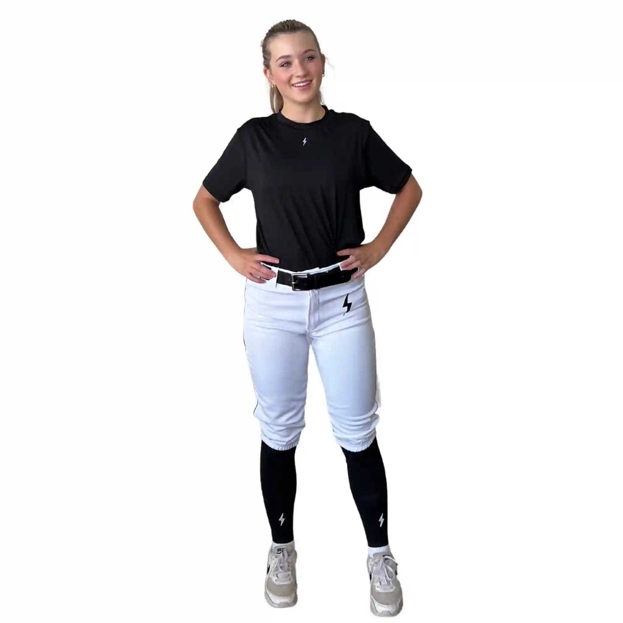 Premium Pro Softball Knicker Pant w/ Piping - White/Black Secondary image