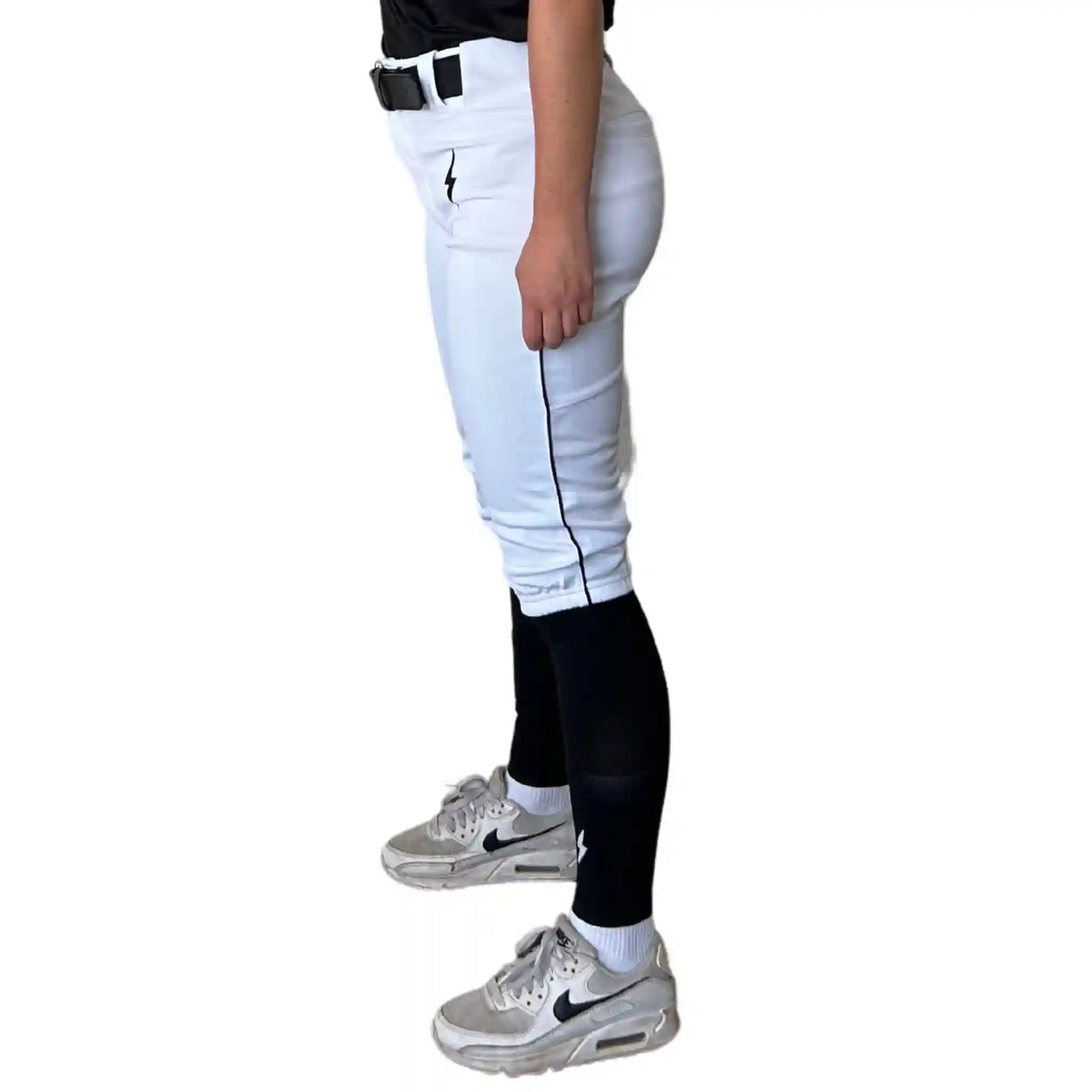 Premium Pro Softball Knicker Pant w/ Piping - White/Black Main image