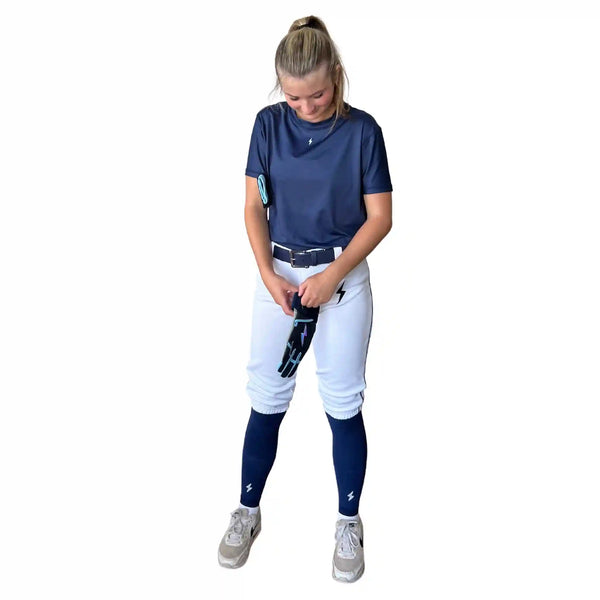 Premium Pro Softball Knicker Pant w/ Piping - White/Navy