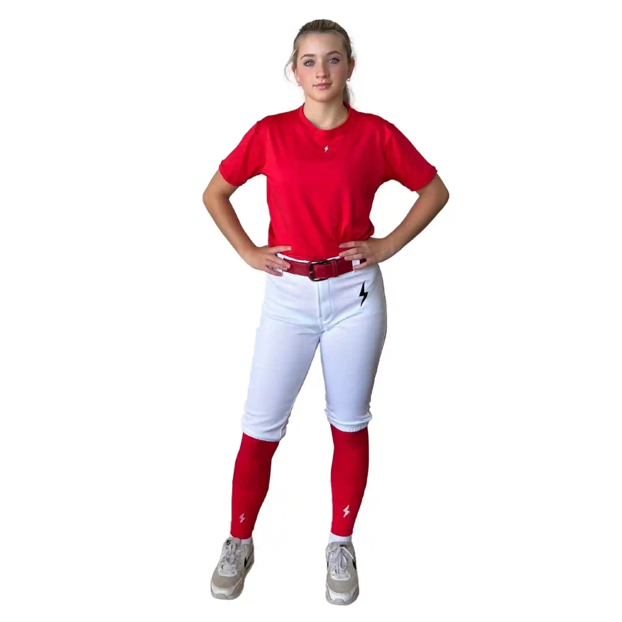Premium Pro Softball Knicker Pant w/ Piping - White/Red Secondary image