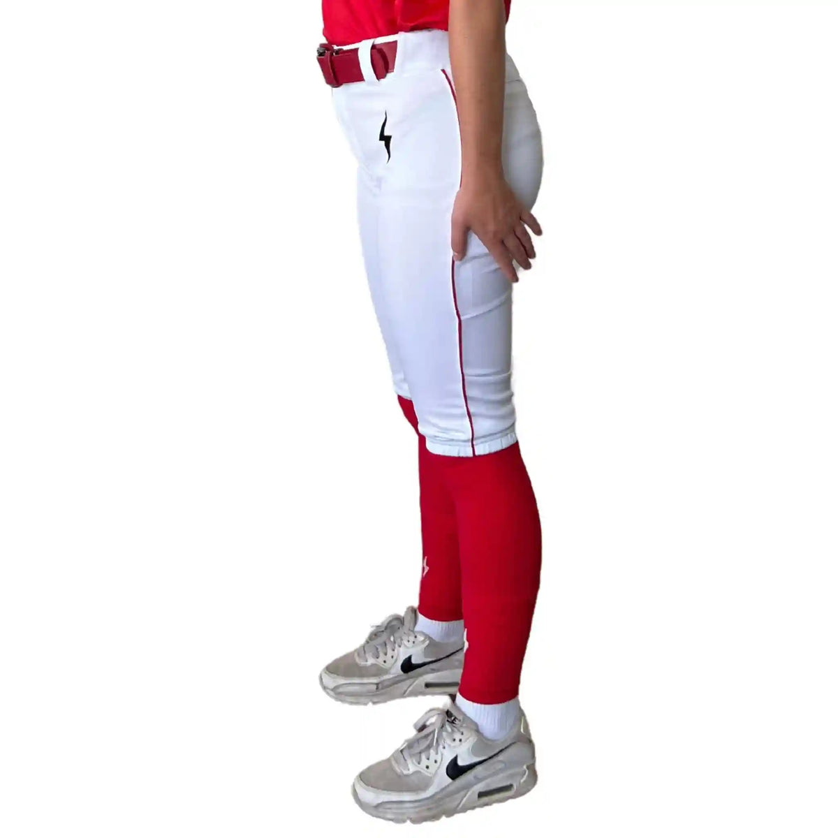 Premium Pro Softball Knicker Pant w/ Piping - White/Red Main image