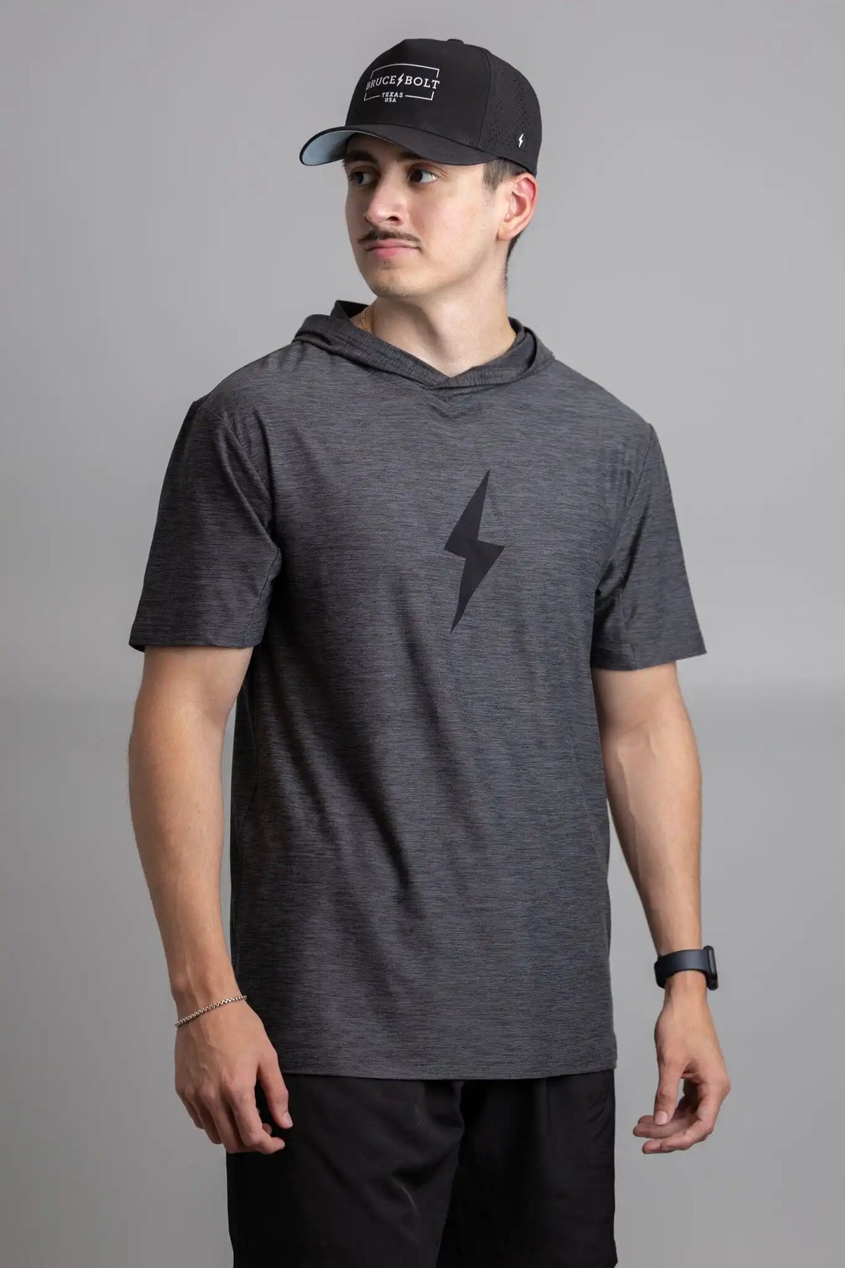 SuperSoft BOLT Short Sleeve Hoodie - Charcoal Main image