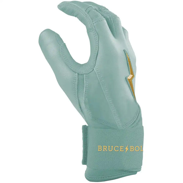 King of JUCO Creator Series Long Cuff Batting Gloves - Mint/Gold