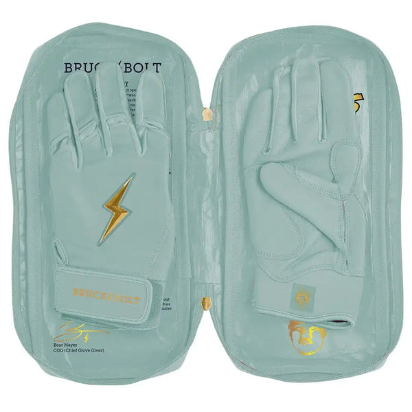 King of JUCO Creator Series Short Cuff Batting Gloves - Mint/Gold
