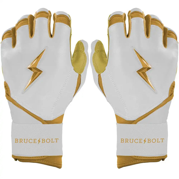 Gold Series Long Cuff Batting Gloves - White/Gold