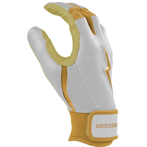 Gold Series Short Cuff Batting Gloves - White/Gold