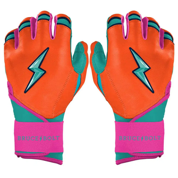 Fernando Tatis Jr. Signature Series Long Cuff Batting Gloves - Aqua/Orange